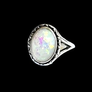 MOONSTONE TRENDSETTER NEW SIZE 7 TiTANIUM FOREVER SILVER ACCENT RING